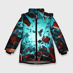 Куртка зимняя для девочки Взрыв абстрактных камней, цвет: 3D-светло-серый