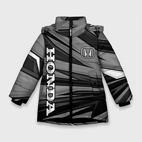 Зимняя куртка для девочки Honda - монохромный спортивный / 3D-Черный – фото 1