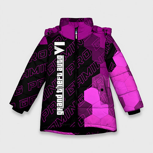 Зимняя куртка для девочки GTA 6 pro gaming по-вертикали / 3D-Черный – фото 1