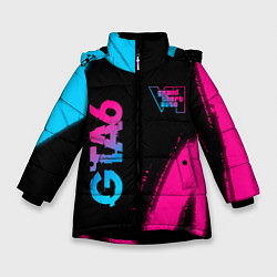 Зимняя куртка для девочки GTA6 - neon gradient вертикально