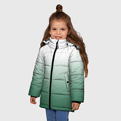 Куртка зимняя для девочки Туманный градиент бело-зелёный, цвет: 3D-черный — фото 2