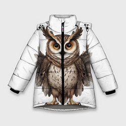 Куртка зимняя для девочки Совушка с крыльями, цвет: 3D-светло-серый