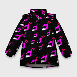 Куртка зимняя для девочки JoJos Bizarre neon pattern logo, цвет: 3D-светло-серый