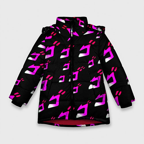 Зимняя куртка для девочки JoJos Bizarre neon pattern logo / 3D-Красный – фото 1