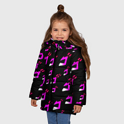 Куртка зимняя для девочки JoJos Bizarre neon pattern logo, цвет: 3D-красный — фото 2
