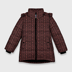 Куртка зимняя для девочки Тёмно-красный ажурный, цвет: 3D-черный