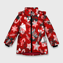 Зимняя куртка для девочки Рождественские паттерны