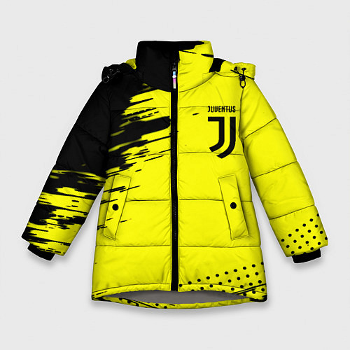 Зимняя куртка для девочки Juventus спортивные краски / 3D-Светло-серый – фото 1