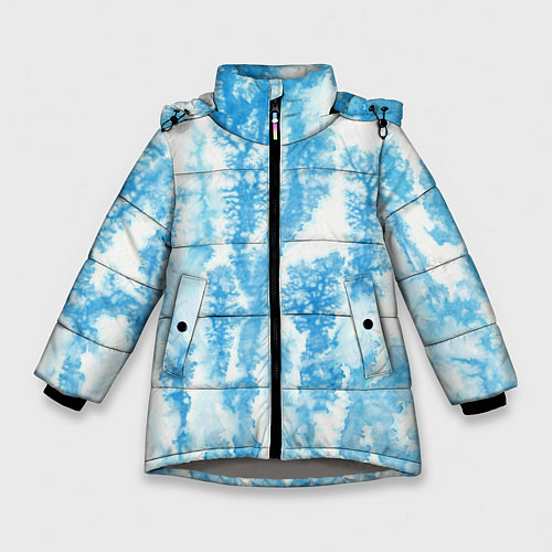 Зимняя куртка для девочки Морозный узор акварель / 3D-Светло-серый – фото 1