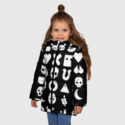 Куртка зимняя для девочки Любовь смерть и роботы паттерн, цвет: 3D-черный — фото 2
