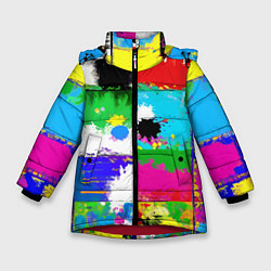 Куртка зимняя для девочки Абстракция - пэчворк, цвет: 3D-красный