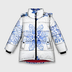 Куртка зимняя для девочки Снежинки в ряд, цвет: 3D-красный
