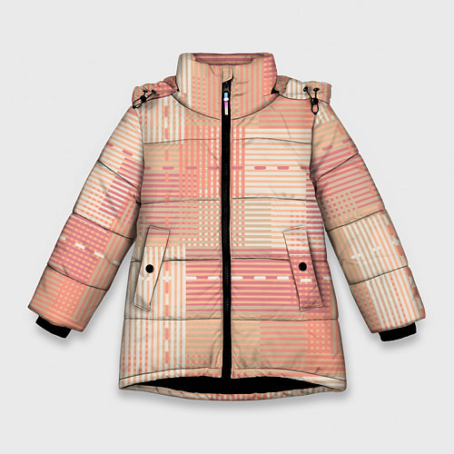 Зимняя куртка для девочки Полосы в цвете 2024 года / 3D-Черный – фото 1