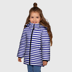 Куртка зимняя для девочки Тельняшка моряка, цвет: 3D-светло-серый — фото 2
