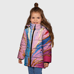 Куртка зимняя для девочки Жидкая краска синего и розового цвета с золотой кр, цвет: 3D-черный — фото 2