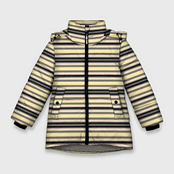 Куртка зимняя для девочки Полосатый жёлто-серый, цвет: 3D-светло-серый