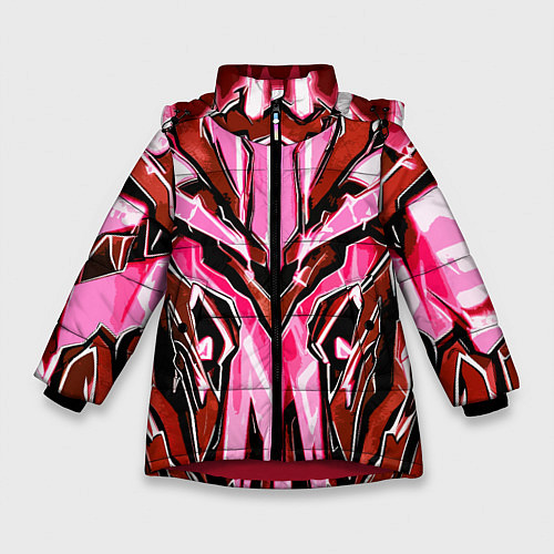 Зимняя куртка для девочки Розовый кибер доспех / 3D-Красный – фото 1