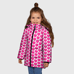 Куртка зимняя для девочки Малиновые сердца, цвет: 3D-красный — фото 2