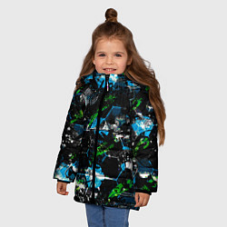 Куртка зимняя для девочки Футбол паттерны, цвет: 3D-черный — фото 2