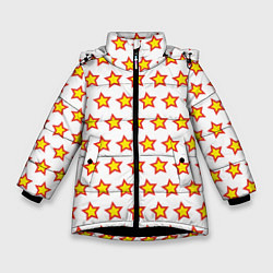 Куртка зимняя для девочки Звезды защитника, цвет: 3D-черный