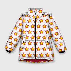 Куртка зимняя для девочки Звезды защитника, цвет: 3D-красный