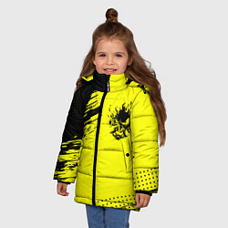 Куртка зимняя для девочки Cyberpunk 2077 краски на чёрном, цвет: 3D-черный — фото 2