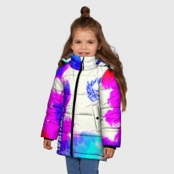 Куртка зимняя для девочки Samurai neon colors, цвет: 3D-черный — фото 2