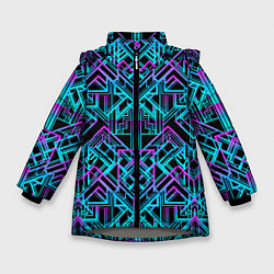 Куртка зимняя для девочки Узор в стиле ар-деко, цвет: 3D-светло-серый