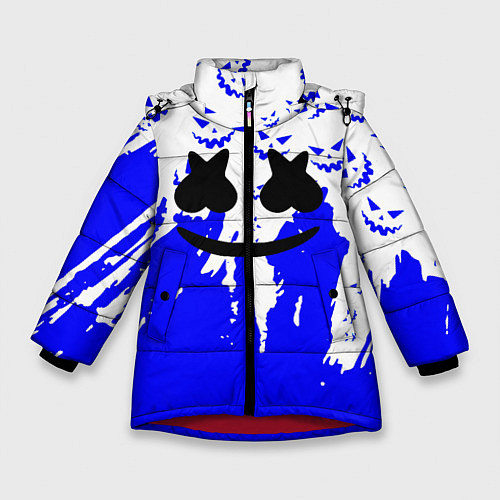 Зимняя куртка для девочки Marshmello dj blue pattern music band / 3D-Красный – фото 1