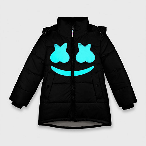 Зимняя куртка для девочки Маршмеллоу голубое лого / 3D-Светло-серый – фото 1