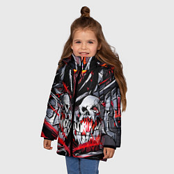 Куртка зимняя для девочки Красные адские черепа, цвет: 3D-красный — фото 2