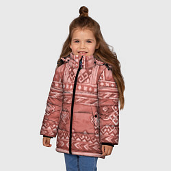 Куртка зимняя для девочки Красный славянский орнамент, цвет: 3D-красный — фото 2