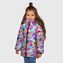 Куртка зимняя для девочки Летний танец единорога, цвет: 3D-черный — фото 2