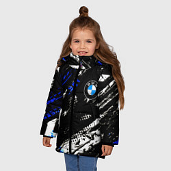 Куртка зимняя для девочки BMW stripes color auto sport, цвет: 3D-светло-серый — фото 2