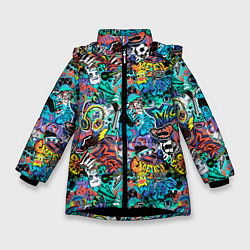 Куртка зимняя для девочки Music life, цвет: 3D-черный