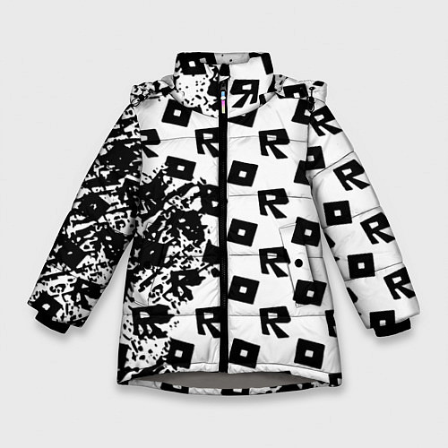 Зимняя куртка для девочки Roblox pattern game black / 3D-Светло-серый – фото 1