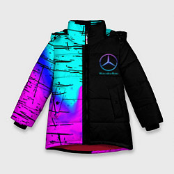 Куртка зимняя для девочки Mercedes benz неон текстура, цвет: 3D-красный