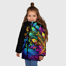 Куртка зимняя для девочки Neon peacock - art, цвет: 3D-светло-серый — фото 2