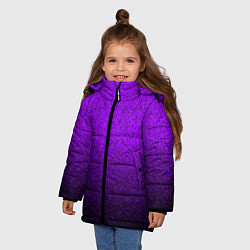 Куртка зимняя для девочки Насыщенный сиреневый текстура градиент, цвет: 3D-черный — фото 2