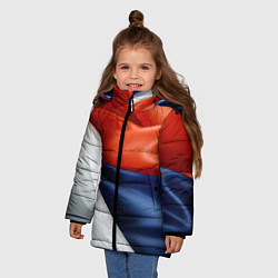Куртка зимняя для девочки Белая синяя красная абстракция, цвет: 3D-красный — фото 2