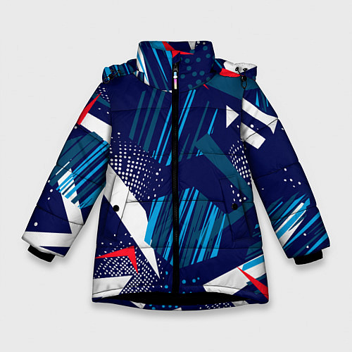 Зимняя куртка для девочки Графические зигзаги / 3D-Черный – фото 1