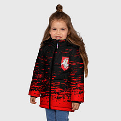 Куртка зимняя для девочки Герб Белоруссии краски красные, цвет: 3D-красный — фото 2