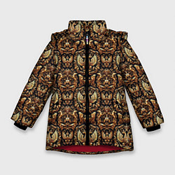 Зимняя куртка для девочки Золотой объемный герб России паттерн
