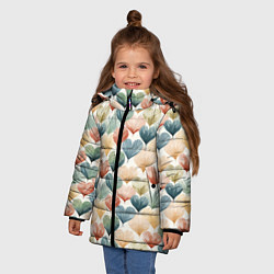 Куртка зимняя для девочки Разноцветные нарисованные сердечки, цвет: 3D-светло-серый — фото 2