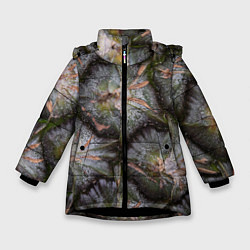 Куртка зимняя для девочки Поверхность ананаса, цвет: 3D-черный