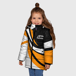 Куртка зимняя для девочки КТМ - оранжевые вставки, цвет: 3D-черный — фото 2