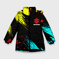 Зимняя куртка для девочки Suzuki краски абстрактные