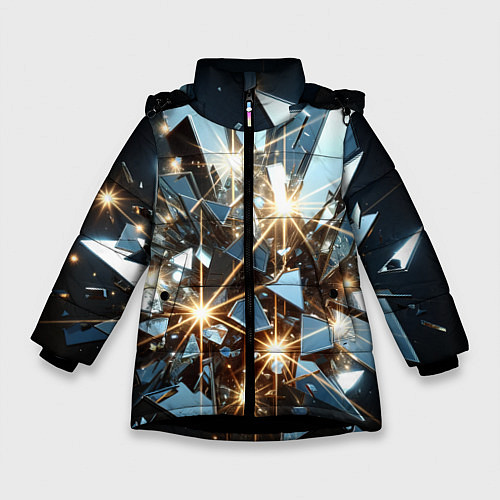 Зимняя куртка для девочки Текстура с осколками / 3D-Черный – фото 1