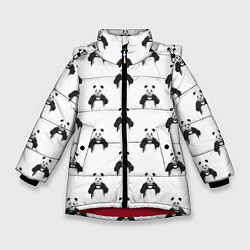 Куртка зимняя для девочки Panda love - pattern, цвет: 3D-красный