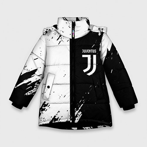 Зимняя куртка для девочки Juventus краски чёрнобелые / 3D-Черный – фото 1